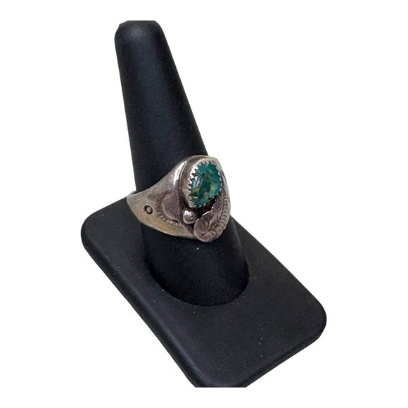 Vintage Sterling Silver Turquoise Ring Native American Navajo Old Pawn Size 9 - Picture 7 of 9
